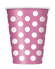 EU HOT PINK DOTS 12OZ PAPER CUPS 6CT PZ.  MC. 72