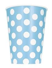 EU POWDER BLUE DOTS 12OZ PAPER CUPS 6CT PZ.  MC. 72