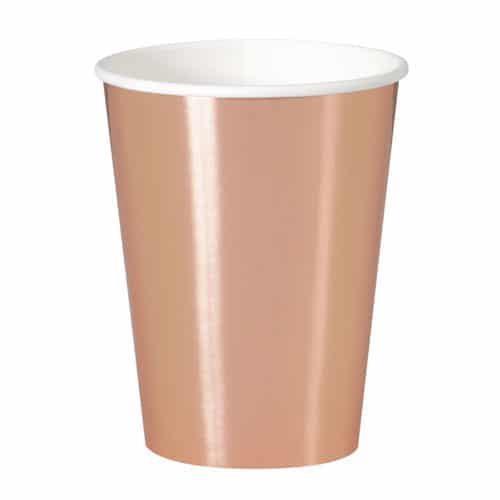 EU ROSE GOLD FOIL 12OZ PAPER CUPS, 8CT FOIL BOARD PZ.  MC. 72