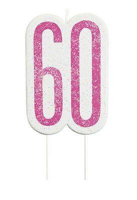 GLITZ PINK NUMERAL BIRTHDAY CANDLE 60 PZ.  MC. 72