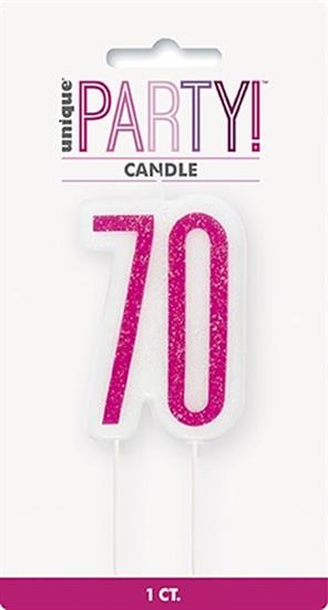 GLITZ PINK NUMERAL BIRTHDAY CANDLE 70 PZ.  MC. 72