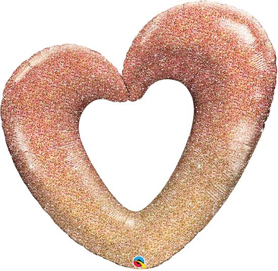 S/SHAPE ROSE GOLD GLITTER OMBRE HEART 42     5PZ MC50