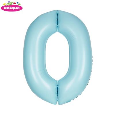 BLUE NUMBER 0 FOILBALLOON 34, PACKAGED PZ. 5 MC. 100