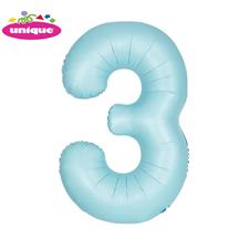 BLUE NUMBER 3 FOILBALLOON 34, PACKAGED PZ. 5 MC. 100