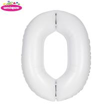 WHITE NUMBER 0 FOILBALLOON 34, PACKAGED PZ. 5 MC. 100