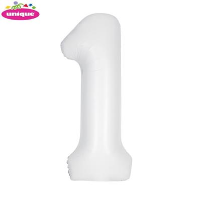 WHITE NUMBER 1 FOILBALLOON 34, PACKAGED PZ. 5 MC. 100