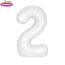 WHITE NUMBER 2 FOILBALLOON 34, PACKAGED PZ. 5 MC. 100