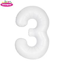 WHITE NUMBER 3 FOILBALLOON 34, PACKAGED PZ. 5 MC. 100