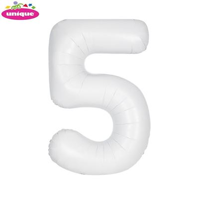 WHITE NUMBER 5 FOILBALLOON 34, PACKAGED PZ. 5 MC. 100