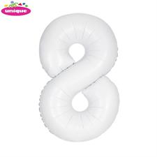 WHITE NUMBER 8 FOILBALLOON 34, PACKAGED PZ. 5 MC. 100