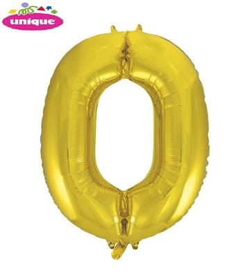 34 NUMERAL 0 GOLD FOIL BALLOON PKG PZ. 5 MC. 100