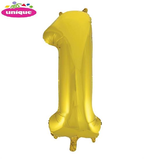 34 NUMERAL 1 GOLD FOIL BALLOON PKG PZ. 5 MC. 100