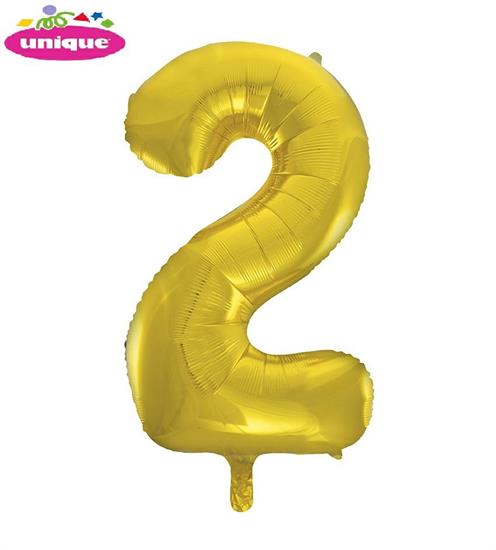 34 NUMERAL 2 GOLD FOIL BALLOON PKG PZ. 5 MC. 100