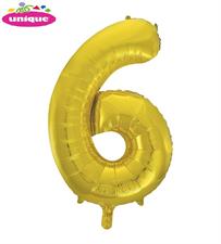 34 NUMERAL 6 GOLD FOIL BALLOON PKG PZ. 5 MC. 100