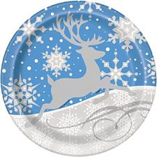 SILVER SNOWFLAKE CHRISTMAS ROUND 1PZMC72 9 DINNER PLATES, 8CT-en
