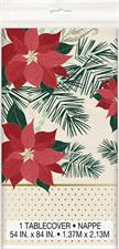 RED&GOLD POINSETTIA PLASTIC     1PZ.MC72 TABLECOVER 54 X 84