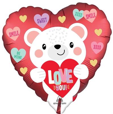 18SATIN LOVE YOU WHITE BEAR     5PZ