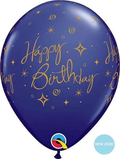 11RND ST BIRTHDAY ELEGANT SPARK/SWIRL BLUE 25PZ