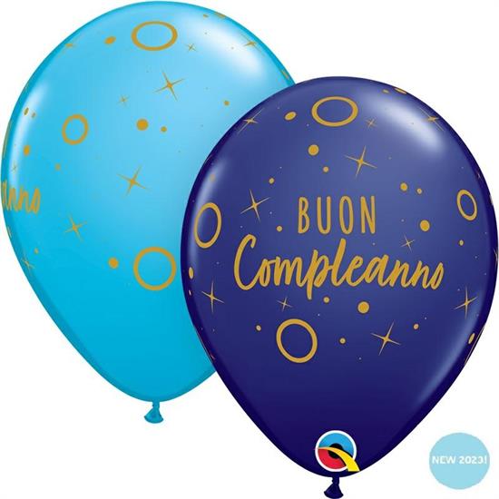 11RND ST BUON COMPLEANNO DOTS EGG NAVY        1BAG=100PZ MC50