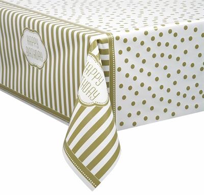 GOLDEN HAPPY BIRTHDAY TABLECOVER 54X84 PZ. 12 MC. 72