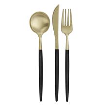 BLACK &GOLD SOLID ASSORTED PLASTIC CUTLERY, 12CT PZ. 6 MC. 72