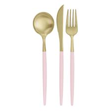 MET.GOLD L.PINK SOLID ASSORTED PLASTIC CUTLERY, 12CT PZ. 6 MC. 72