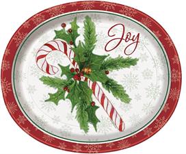 CANDY CANE CHRISTMAS PAPER OVAL 1PZ.MC12 PLATES, 8CT