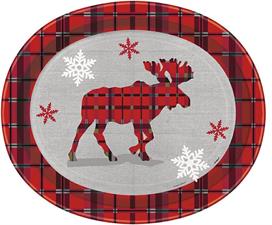 RUSTIC PLAID CHRISTMAS PAPER     1PZMC12 OVAL PLATES, 8CT