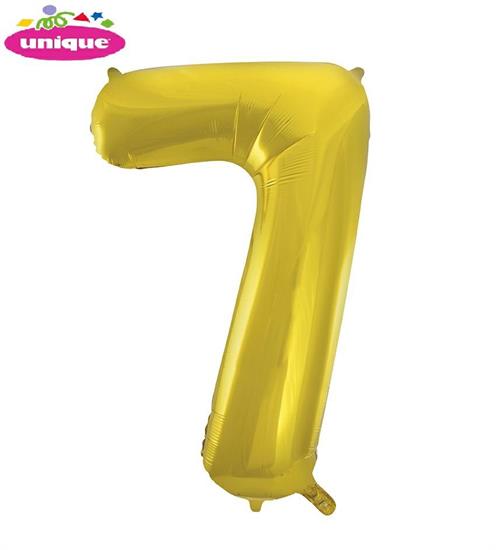 34 NUMERAL 7 GOLD FOIL BALLOON PKG PZ. 5 MC. 100