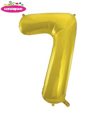 34 NUMERAL 7 GOLD FOIL BALLOON PKG PZ. 5 MC. 100